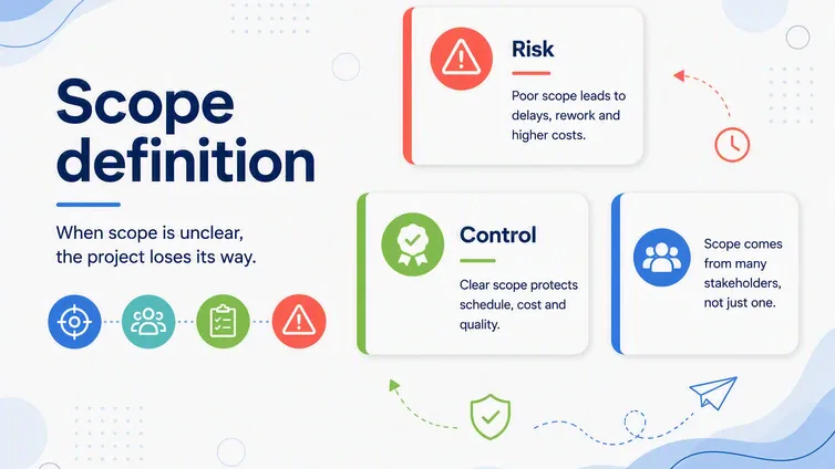 Figure 1. Scope definition: the foundation that supports schedule, cost, quality and risk.