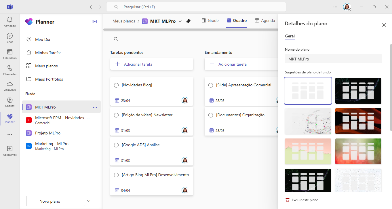 Custom Background in Planner Projects