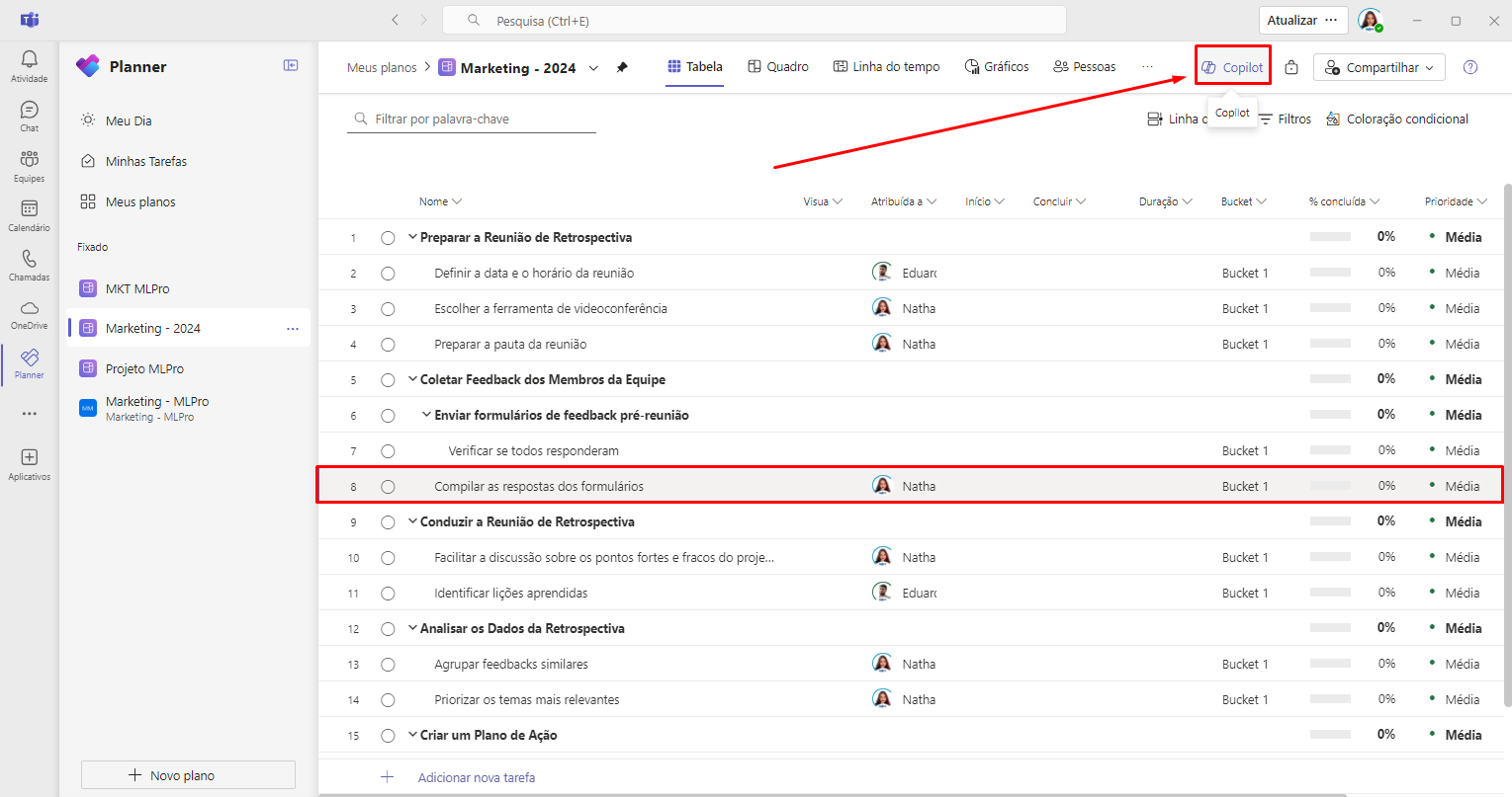 Copilot AI in New Planner