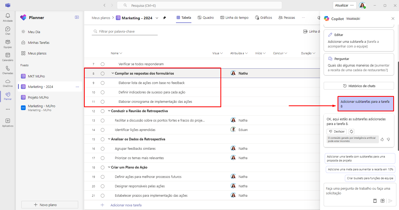 Copilot AI in New Planner