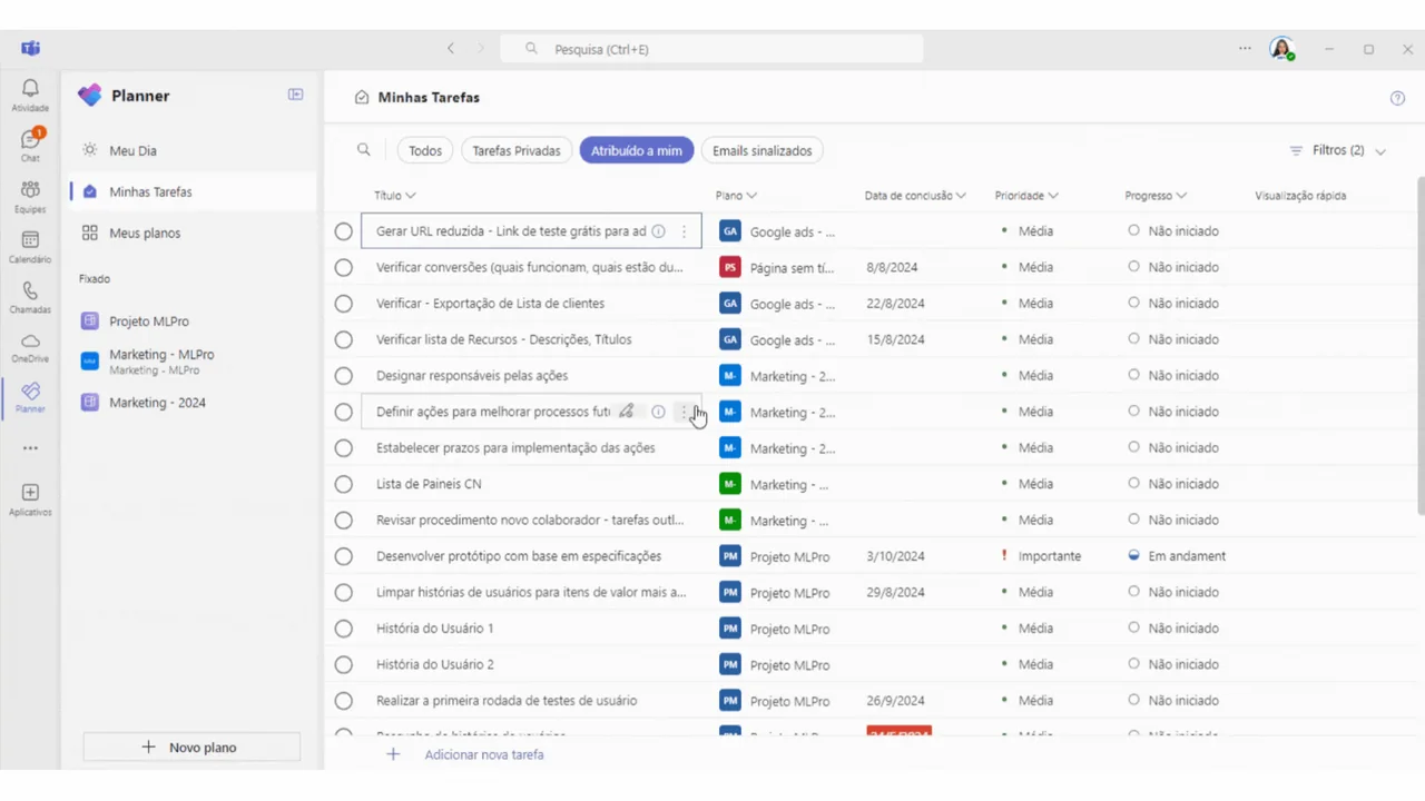 Tasks in Microsoft Planner