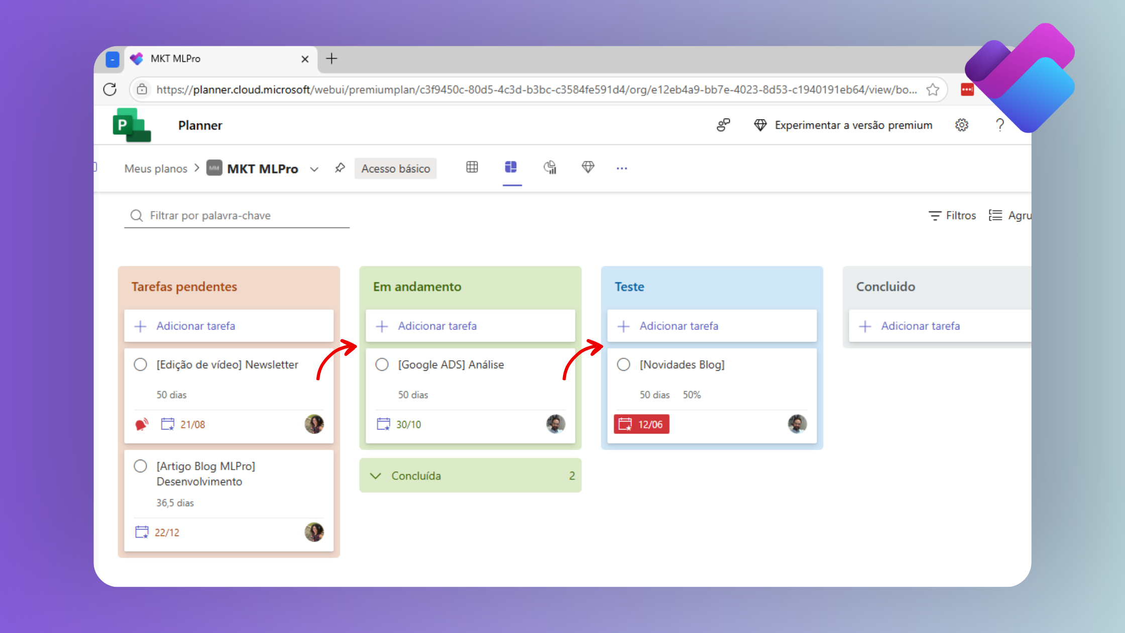 Kanban Task Board in Basic Planner